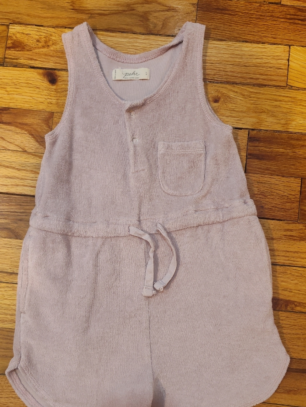 Pehr Light Pink Terry Summer Romper with Drawstring